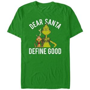 Футболка Big & Tall Dr. Seuss Grinch Dear Santa Define Good Graphic Licensed Character, цвет Kelly