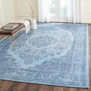 Ковер SAFAVIEH, 183 x 183 см, Classic Vintage Collection, Blue, Oriental Medallion Cotton Design, Easy Care, идеально подходит для помещений с высокой проходимостью в гостиной, спальне (CLV121C)