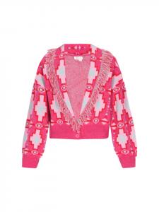 Женский кардиган цвета фуксии многоцветный IZIA