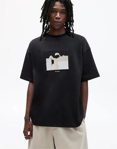 Толстовка с короткими рукавами Pull&Bear с вышивкой черного цвета