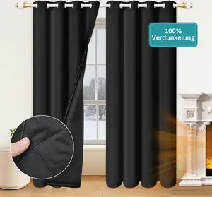 Плотные шторы 100%, трехслойные, теплоизоляционные и звукоизоляционные, для гостиной и спальни, 2 шт., черные, Ш132 x В213 см BTTO