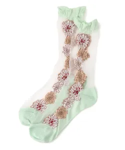 (W)PAUL & JOE/Paul & Joe Прозрачные носки с узором из хризантем