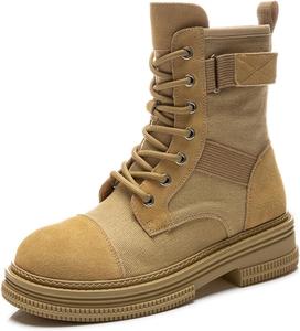 No Brand Женские ботильоны на шнуровке с высокой платформой - модные осенние ботинки из натуральной кожи с толстой подошвой и каблуком - повседневные универсальные узкие ботинки в стиле милитари, черные, размер 39