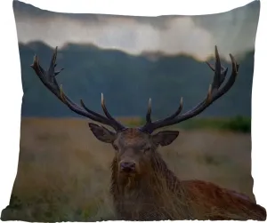 Подушка для улицы - Олень - Луг - Рога - 50 x 50 см - Водонепроницаемая - Подушка для отдыха - Удобная - Подушка с изображением MuchoWow