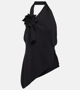 Топ с цветочной аппликацией и вырезом халтер COPERNI, черный