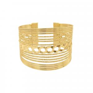 Многорядный браслет-манжета с покрытием из 14-каратного золота Adornia, золотой