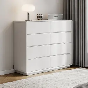 Quanu Комод 120х40х80 см для спальни и гостиной из дерева и мдф, 8 ящиков, серо-белый