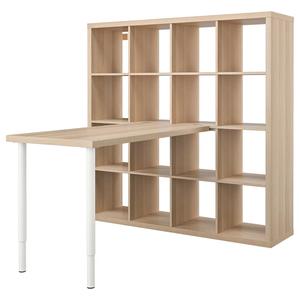 Комбинация стола KALLAX/LAGKAPTEN IKEA, 147x159x147 см, цвет white/white stained oak effect