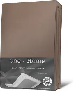 Простыня с пружинным блоком, серо-коричневая, 180x200 - 200x220 см, плотный джерси, хлопок One-Home
