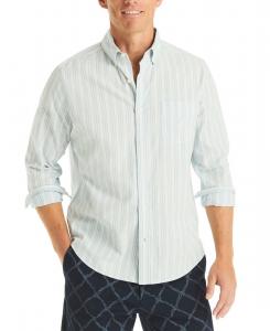 Мужская полосатая рубашка Оксфорд с длинными рукавами Nautica, Crystal Bay Blue