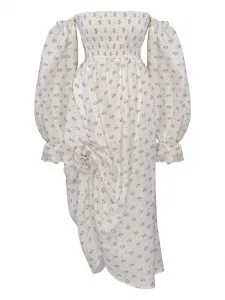 Платье миди с открытыми плечами Sleeper, белый