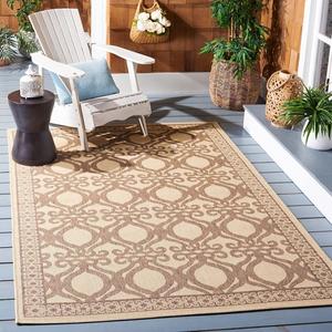 Ковер SAFAVIEH, 79 x 153 см, Washable Rug Outdoor Courtyard Collection - Natural & Brown, не линяет и легко чистится, идеален для патио, заднего двора, прихожей (CY3040-3001)