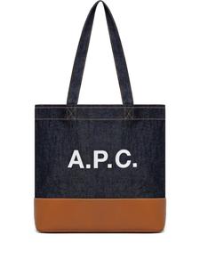 Сумка-тоут Axel из денима на кожаной основе A.P.C., синий