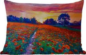 Подушка для улицы - Живопись - Природа - Цветы - Масляная краска - 50 x 30 см - Устойчива к атмосферным воздействиям - Подушка для отдыха - Подушка для дивана - Украшение для гостиной MuchoWow