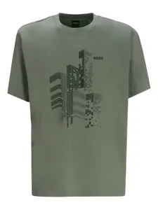 Футболка с графичным принтом Boss, зеленый