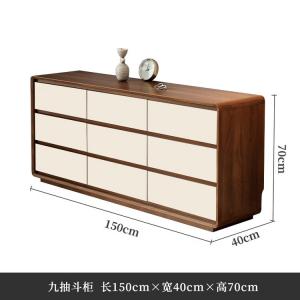 Mikemijia Комод для спальни из массива дерева, 9 ящиков, настенный, большой объем, цвет walnut и white