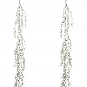 Creativ green Зимнее искусственное растение "Новогоднее украшение, Рождественская гирлянда", гирлянда с морозным эффектом, длина 182 см, набор из 2 шт, зеленый