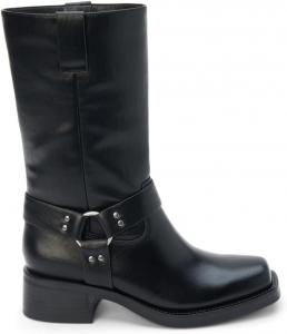 Coconuts by Matisse Womens Autumn Harness Pull On Motorcycle Casual Boots Mid Calf Low Heel 1-2" - Beige, Black