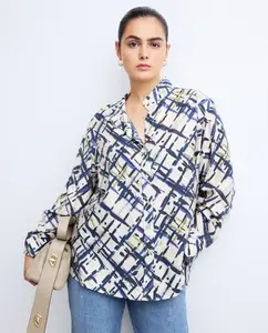 Женская блузка с длинным рукавом с принтом Couchel, синий