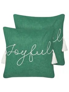 Декоративная подушка Beliani 2er Set Deko ELETTARIA, цвет grün/weiß