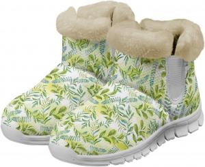 Женские зимние сапоги для снега с теплым уютным пушистым воротником, подкладкой из фланели, противоскользящие, легкие, для активного отдыха, размер США 6-12 Fuxowvby, Leaf
