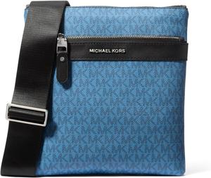 Michael Kors мужская сумка Hudson Flat Crossbody, Light Gunmetal-Hardware/Imperial Blue
