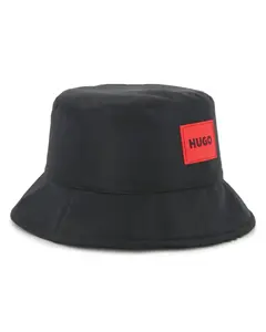 Детская солнцезащитная шапка черного цвета из полиэстера с регулируемой застежкой Hugo