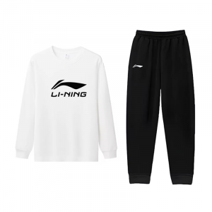 Li-Ning Casual Sportswear Unisex, set (белый long-sleeved shirt+черный pants)