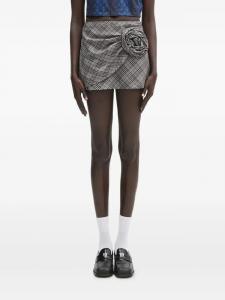 Юбка в клетку с аппликацией из роз AMBUSH, серый