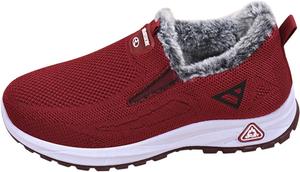 Женские теплые зимние ботинки на низком ходу, удобные с круглым носком, на щиколотку, с сеткой, с искусственным мехом, для прогулок на улице Generic, Brick Red