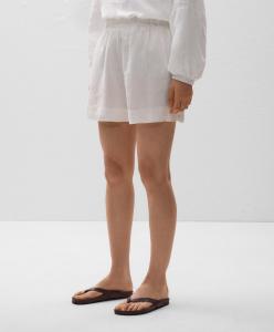 Шорты-бермуды из 100% льна Oysho, белый