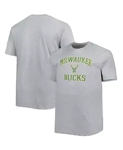 Мужская футболка Milwaukee Bucks Big and Tall Heart & Soul в сером меланже Profile
