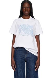 Футболка с кружевным принтом в виде тату Jersey Ganni, белый