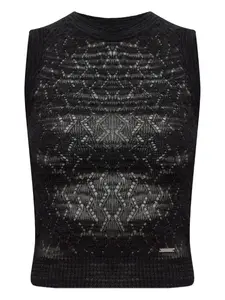 Топ без рукавов с перфорацией Dsquared2, черный