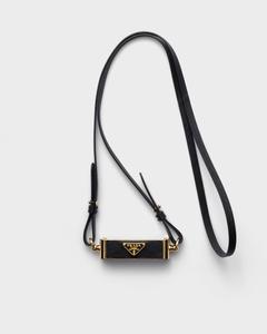 Футляр для смартфона из металла и кожи сафьяно Prada, черный