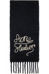Шерстяной шарф с логотипом Acne Studios, черный