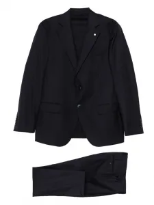 Шерстяной костюм с однобортным пиджаком Luigi Bianchi Mantova, синий