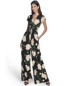 Женский комбинезон с принтом, перекрученным передом и V-образным вырезом Vince Camuto, Black