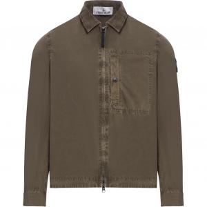 STONE ISLAND Застёгивающаяся на молнию рубашка-куртка с нашивкой компас, Umber
