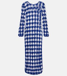 Длинное платье из хлопка, связанное крючком Anna Kosturova, Cobalt Blue