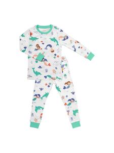 Schlummersack Детская пижама из органического хлопка белого и бирюзового цвета