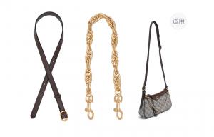 Lan Bao Fan Кожаный наплечный ремень для женской сумки через плечо коричневый, Brown Strap Extender+Gold Button Chain Decorative Chain