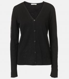 Кардиган Jheel из смеси льна и хлопка The Row, черный