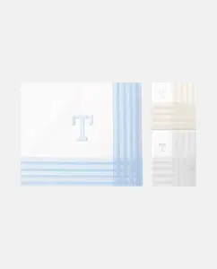 Футляр из 3-х мужских хлопковых носовых платков с инициалами Guasch, цвет T