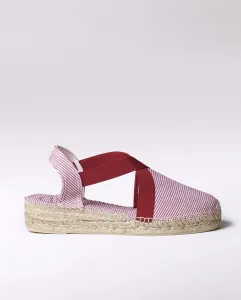 Женские эспадрильи на танкетке из полосатой ткани на резинках Toni Pons, красный