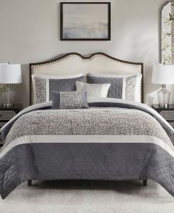 Комплект постельного белья Amelia Stripe из 5 предметов, размер King/California King Madison Park, Grey