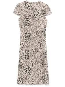 Платье миди с леопардовым принтом Alessandra Rich, нейтральный