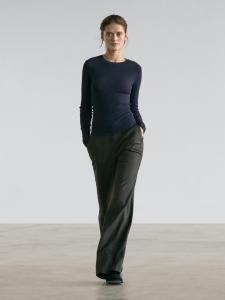 Футболка с длинным рукавом из хлопковой смеси Massimo Dutti, navy blue