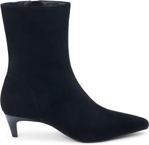 Женские замшевые ботильоны на молнии с острым носком и каблуком-кошечкой, осенние короткие ботинки, повседневные, офисные, удобные и элегантные ZodyBoer, Black