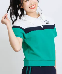 Рубашка-поло с рюшами и воротником в цвете UV Archivio, цвет White X Green (190)